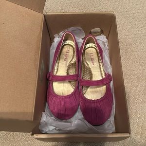 Size 13.5 LL Bean Mary Jane Girls Ballet Flats - Plum Berry, Never Worn